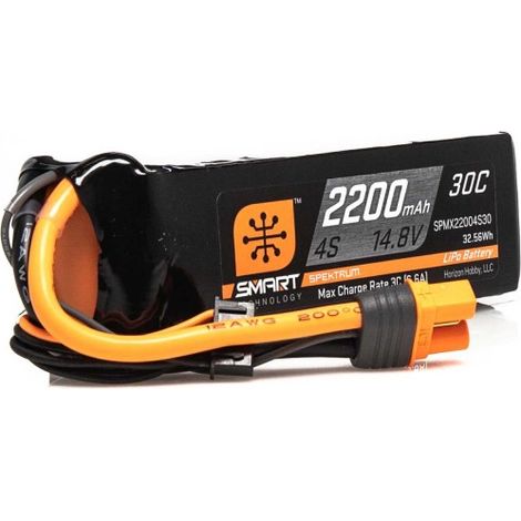 Spektrum Accessories 14.8V 2200mAh 4S 30C Smart LiPo Battery: IC3