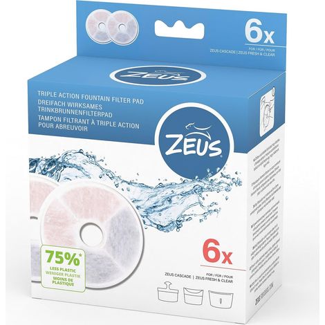 Triple Action, filtro triplo per fontana per cani Zeus, senza cornice, confezione da 6