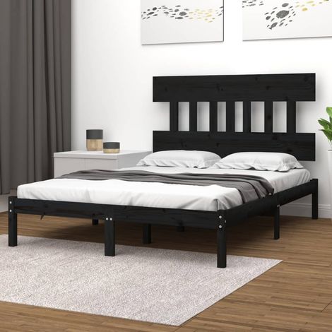 vidaXL Giroletto Nero in Legno Massello 140x190 cm (1/5)