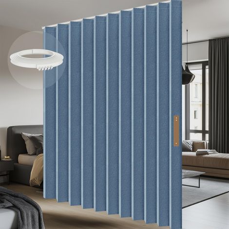 Rideau séparateur de pièce, montage au plafond, brise-vue flexible, idéal pour chambre à coucher et salon, bleu, H 243 x l 456 cm (1 pièce) (1/5)