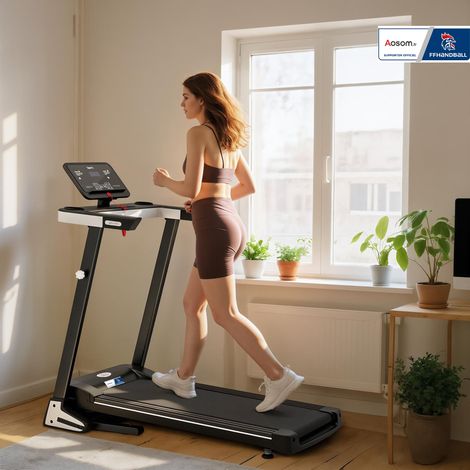 Tapis course électrique pliable 1-12 km/h 500W LCD 12 programmes noir FFHandball (1/5)