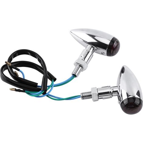 2 feux de clignotants LED orange balle pour moto, indicateurs argentés (1/5)
