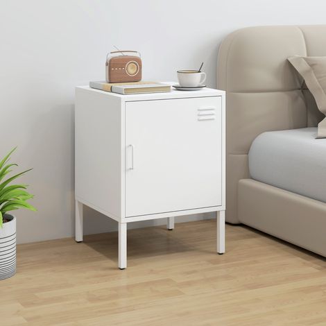 Table de chevet en métal blanc, étagère ajustable, table d'appoint multifonction pour chambre, salon