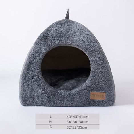 Lit niche pour chat - Gris - Coussin amovible - Lavable - Taille S (1/4)