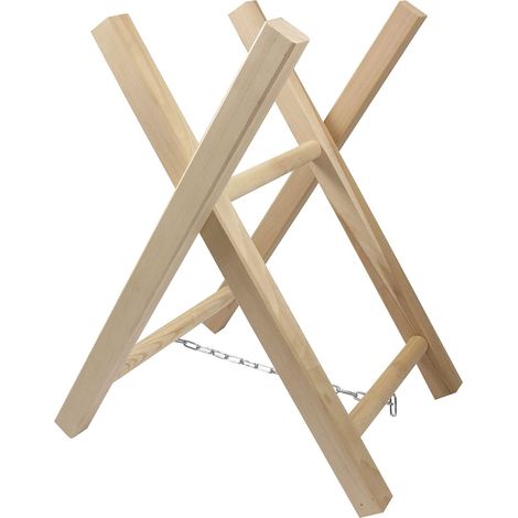 UNIVERSEL - Cavalletto da taglio in legno di faggio/frassino, 2 aste per taglio e taglio di tronchi, lunghezza 63 cm, larghezza 40 cm, altezza 54 cm (1/4)