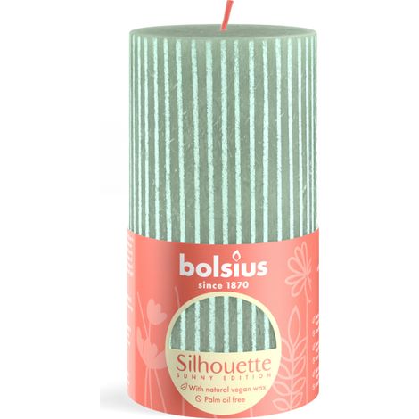 Bolsius Silhouette Stompkaars Jadegroen Met Print 13x6,8 cm