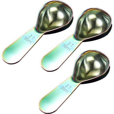 Cuchara Medidora Acero Inoxidable - Para Café Azúcar Especias - Mango Corto - 3 Unidades (1/5)