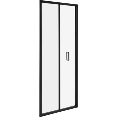 Porta da doccia pieghevole in vetro temperato trasparente con anta 80 x 190 cm Nero Neltume (1/5)