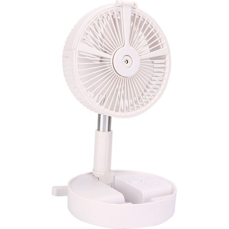 Ventilador de mesa telescópico portátil con función de agua, nebulización, iluminación LED y función de carga USB – Metal ABS blanco, 7200 mAh (1/5)