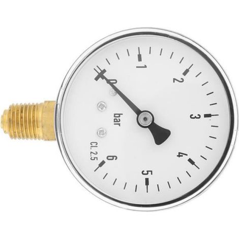 1 Manomètre, Montage latéral, Filetage 1/4 NPT, Cadran 6 cm, Plage 0-6 bar, Pour système hydraulique (1/4)