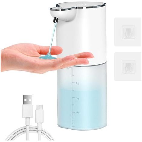 Automatischer, wandmontierter Seifenspender, 400 ml Flüssigseifenspender, USB-C-Ladeanschluss, elektrischer Sensor, mit 4 einstellbaren Stufen, IPX5 wasserdicht für Küche und Badezimmer. (1/5)