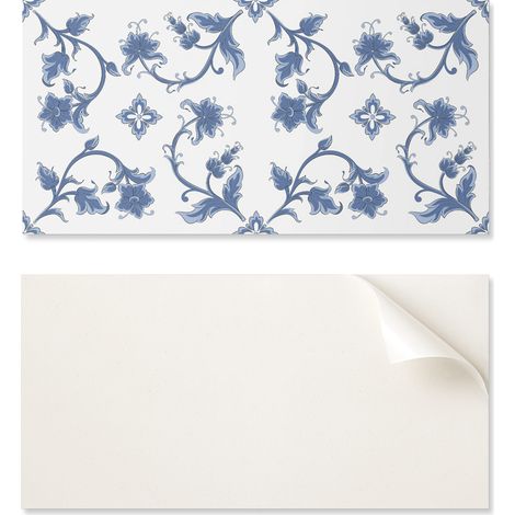 Panel decorativo autoadhesivo de vinilo para pasillo, 100 x 50 cm, con estampado floral en el fondo.