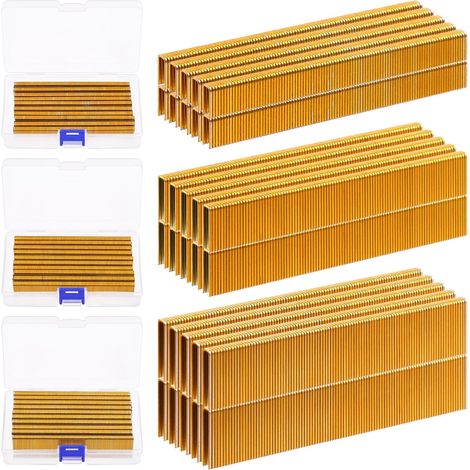 2000pcs no.18 agrafes à couronne étroite, 1/2 "galvanisé couronne étroite agrafes combo kit pour agrafeuse électrique, pneumatique, bricolage décoration de la maison (or) (1/5)
