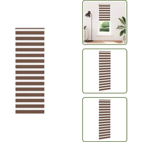 Store zèbre marron 90x200 cm largeur du tissu 85,9 cm polyester - Store Zébré - Stores Zébrés - Store À Enrouleur Zébré - Double Store À Enrouleur (1/5)