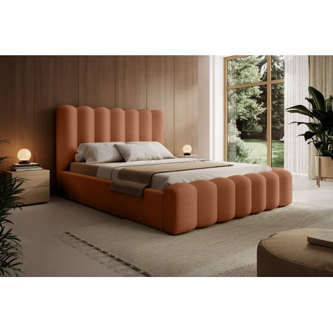 Polsterbett Doppelbett MACON 140x200cm Komplettset Stoff Euphoria Rostbraun (1/5)