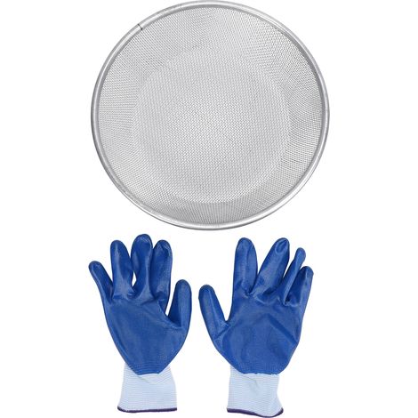 Setaccio per compost in acciaio inox per sabbia da giardino, capacità 50 kg, guanti antiscivolo inclusi e foro da 2 mm/0,08 pollici. (1/5)