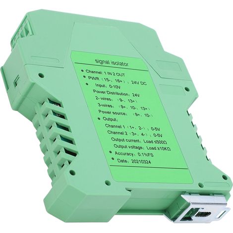 DC-Signalisolator Strom-Spannungs-Transmitter DIN-Schienenmontage 1 Eingang 2 Ausgänge 0–10 V bis 0–5 V GLG (1/5)