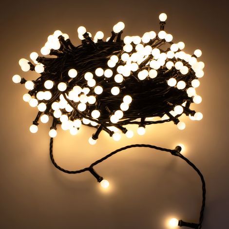 Spetebo – Guirlande lumineuse extérieure 20 m avec 200 mini boules – Éclairage blanc chaud – Variateur 4 niveaux – Minuterie IP44 étanche