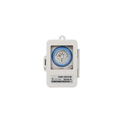 Minuterie mécanique, interrupteur horaire, TB388, PC, étanche, 24 heures, programmable quotidiennement, minuterie d'éclairage de chauffe-eau, AC 100250V, 20A-Crezuo