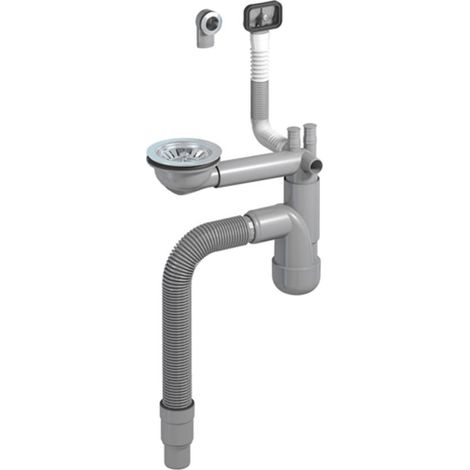 Flexloc Siphon, platzsparend, universal, für die Küchenspüle aus recyceltem Kunststoff und Edelstahl hergestellt PREVEX Flexloc Siphon, platzsparend, universal, für die Küchenspüle aus recyceltem Ku
