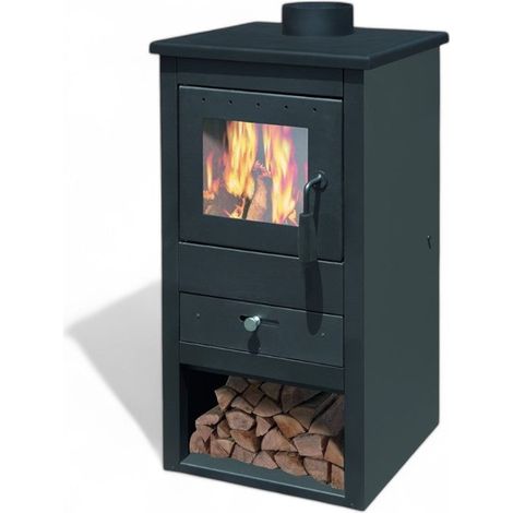 Stufa a legna 13 kw 44x45xH94 cm con bocca di scarico (1/3)