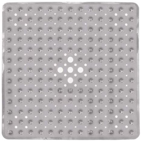 Tapis de douche carré 53 x 53 cm, antidérapant, anti-moisissure, avec ventouse, absorbant, sans BPA, antibactérien, lavable en machine, avec trous de drainage - Gris (1/5)