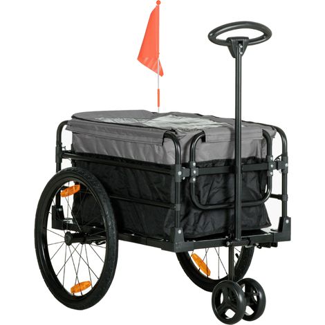 Remolque de carga 2 en 1 para bicicleta y carrito, ruedas neumáticas 20'', 40 kg, HOMVRA (1/3)