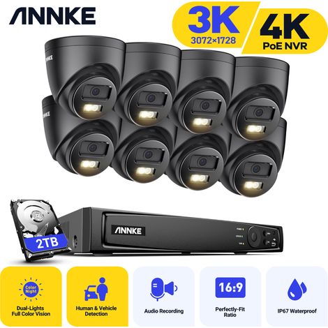 ANNKE 16CH H.265+ Super HD POE NVR Video Security System,8PCS Camera,3K Dome Outdoor Security Camera System - 2TB HDD (1/5)