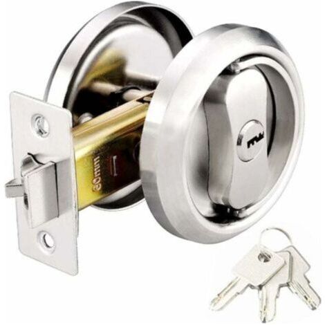 Round pocket door lock - With 3 keys - Made of 304 stainless steel - For bedroom, kitchen, bathroom, laundry room