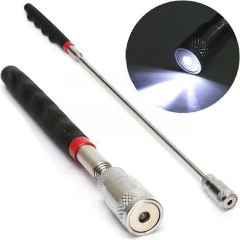 TrAdE Shop Traesio - Asta Telescopica Con Magnete Luce Led Calamita Raccogli Oggetti Estensibile 10lb -