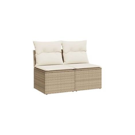 Salon de jardin avec coussins 4 pcs beige résine tressée acacia (1/5)