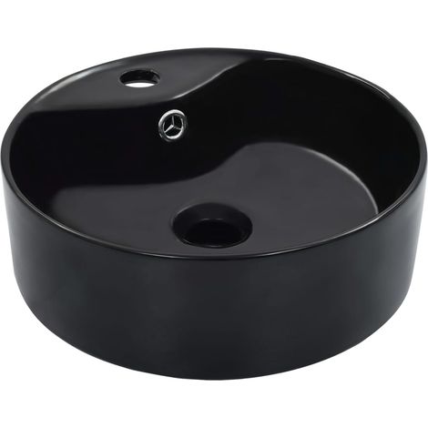 vidaXL Lavandino con Troppopieno 36x13 cm in Ceramica Nero (1/5)