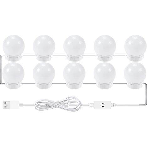 Luminaire pour miroir de maquillage - Éclairage tactile à trois couleurs avec mémoire (blanc naturel, blanc chaud, blanc froid) (1/4)