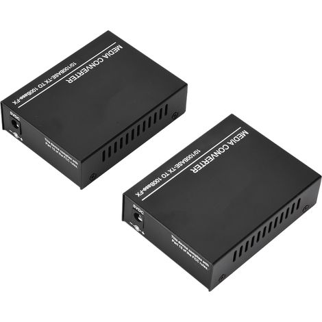 Émetteur-récepteur Ethernet fibre optique SC/FC, convertisseur de média 10/100 Mbps avec adaptateur secteur et prise 100-240 VEU (1/5)