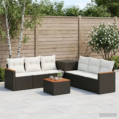 vidaXL Set di divani 8 pz Nero e Bianco Crema 55 x 55 x 37 cm (1/5)