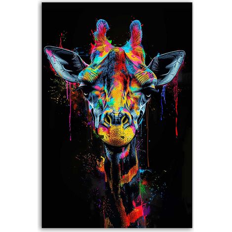 Tableau girafe néon éclatante (1/5)