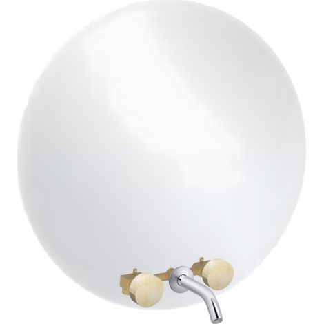 Miroir LED rond 3 trous + mélangeur lavabo encastré 3 trous JACOB DELAFON Grands Boulevards marbré travertin sable et chromé