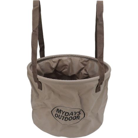 Seau pliable et résistant, peu encombrant et portable, 20 L, couleur kaki, idéal pour le camping et les voyages en plein air.-AquaForge (1/4)