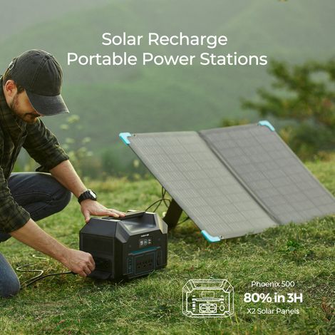 Renogy Faltbares Solarpanel 120 W für tragbare Powerstation, wasserdicht mit verstellbarem Ständer, für Wohnmobil, Caravan, netzunabhängig