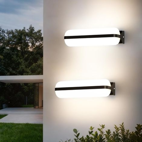 2 x Lampe Murale LED Intérieur/Extérieur 20W 2000LM, Éclairage Haut/Bas Extérieur, 4000K IP65, Noir, Lampe Murale Extérieure Étanche pour Balcon, Couloir, Cave, Jardin, WC (1/5)