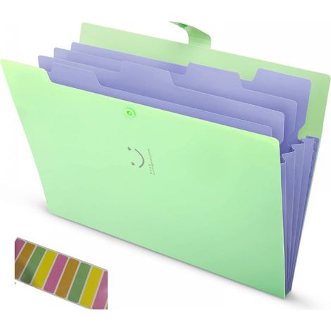 Carpeta De Archivo A4 - Carpeta De Documentos Con Cierre De Botón - Carpeta Acordéon Portátil - Polipropileno - Set De 5 Unidades (1/5)
