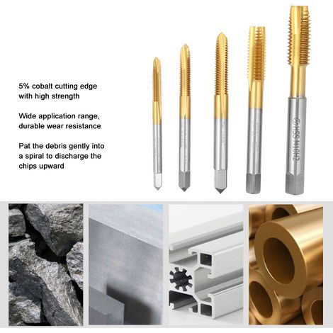 Tarauds de précision 5PC à base de cobalt, M4-M10 (1/5)
