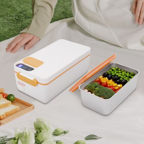 Boîte à lunch électrique isotherme 40 W, rechargeable par USB, sans ajout d'eau, avec couverts, sac à lunch, 1 L, alimentée par batterie. (1/5)