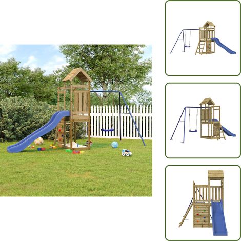 Columpio para niños - vidaXL Parque infantil de exterior madera de pino impregnada - Escalera para niños