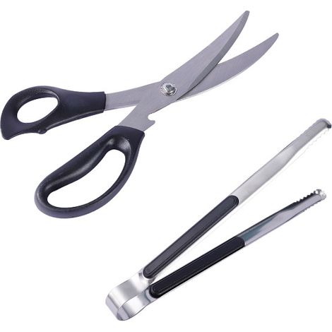 Pinces À Barbecue - Ciseaux À Pizza - Pinces À Pâtisserie - En Acier Inoxydable - Pour Cuisine Extérieure Et Intérieure - Lot De 3 (1/5)