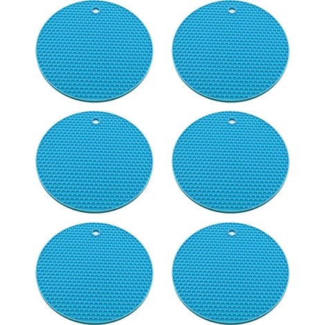 Dessous de verre épais pour boissons et café, table en bois, motif ondulé, résistant aux taches, non absorbant, bleu clair nordique