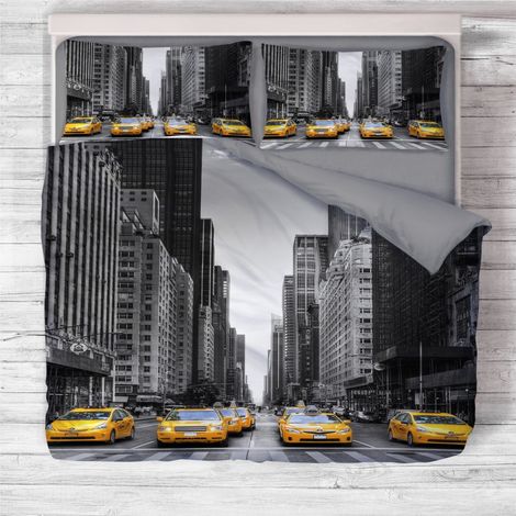 COPRIPIUMINO Rasatello HD FOTOGRAFICO NEW YORK Taxi Cm. 250x200