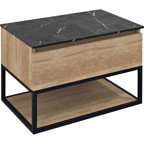 Sapho Skara - Mobiletto da lavabo 80x50x45 cm, 1 cassetto, nero opaco/rovere Alabama CG008-2222 (1/2)