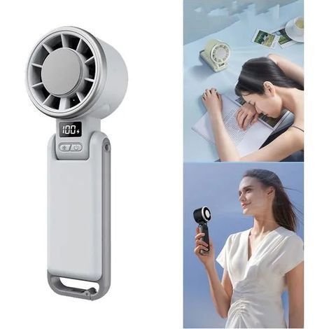 Ventilateur à turbine portable, cinq vitesses de vent, rechargeable, silencieux, avec affichage LED, convient voyage et en camping, (1/5)