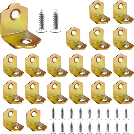 20 Stück Metallhalterungen, 90-Grad-Befestigungshalterung mit Schrauben, kleine Montagehalterung zum Reparieren oder Verstärken von Holzmöbeln (18 mm x 19,5 mm)